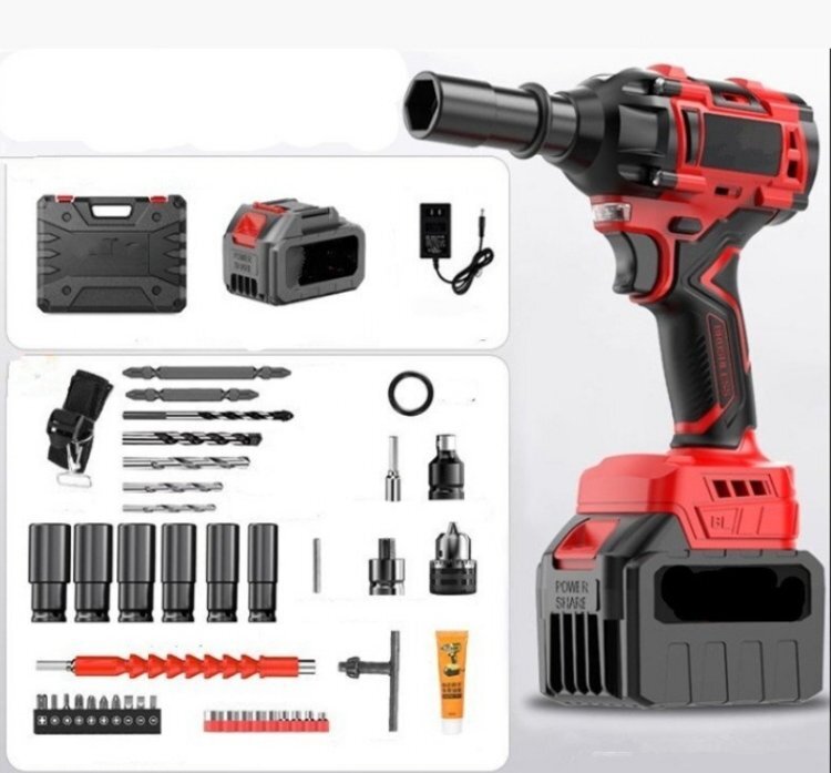 ◇未使用品 電動インパクトレンチ 無段変速 正逆転両 700N.m 多点セ ット ー1台4役 充電器付き 収納ボックス付き拍卖