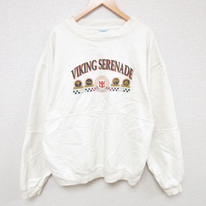 XL/古着 長袖 スウェット メンズ 90s バイキングセレナーデ 大きいサイズ クルーネック 白 ホワイト 23oct27 中古 スエット拍卖