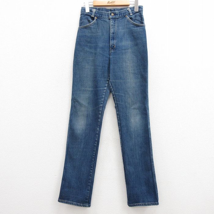 古着 ジーンズ レディース 90s ヒゲ 紺 ネイビー デニム 24aug02 中古 ボトムス ジーパン Gパン ロング パンツ拍卖