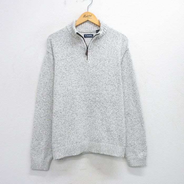 XL/古着 チャップス 長袖 ハーフジップ セーター メンズ 無地 大きいサイズ 白他 ホワイト 25oct01 中古 ニット トップス拍卖