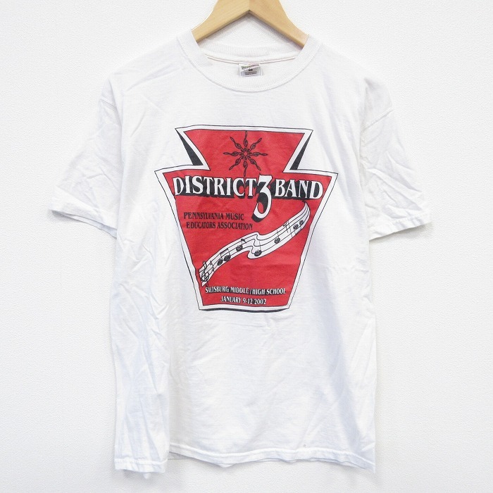 L/古着 フルーツオブザルーム 半袖 ビンテージ Tシャツ メンズ 00s 音符 コットン クルーネック 白 ホワイト 25sep26 中古拍卖