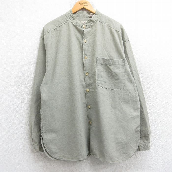 XL/古着 長袖 シャツ メンズ 90s リネン ノーカラー ベージュ系 カーキ 25sep26 中古 トップス拍卖