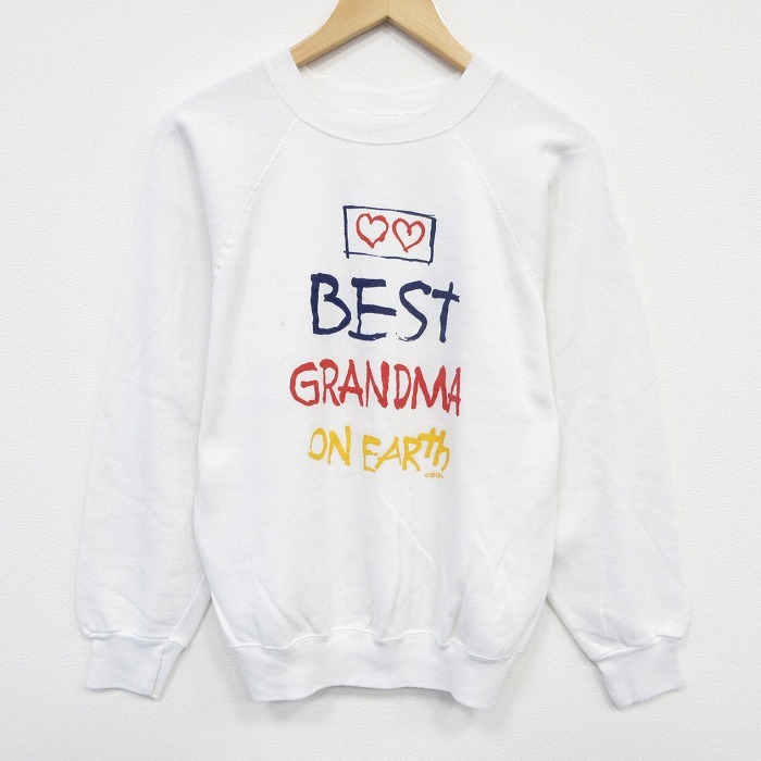 M/古着 TULTEX 長袖 スウェット メンズ 80s BEST ラグラン クルーネック 白 ホワイト 25oct02 中古 スエット トレーナー トップス拍卖