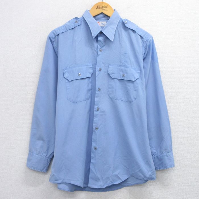 L/古着 長袖 ワーク シャツ メンズ 80s 薄紺 ネイビー 25oct02 中古 トップス拍卖