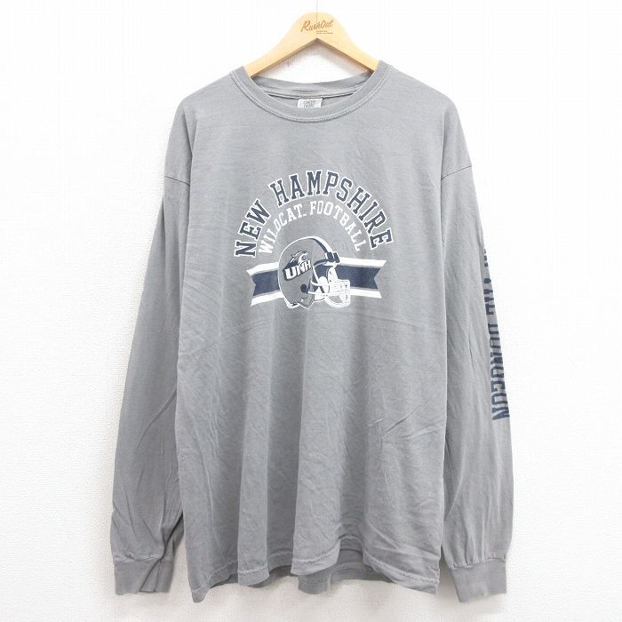 XL/古着 長袖 Tシャツ メンズ ニューハンプシャー 大きいサイズ コットン クルーネック グレー 25sep29 中古拍卖
