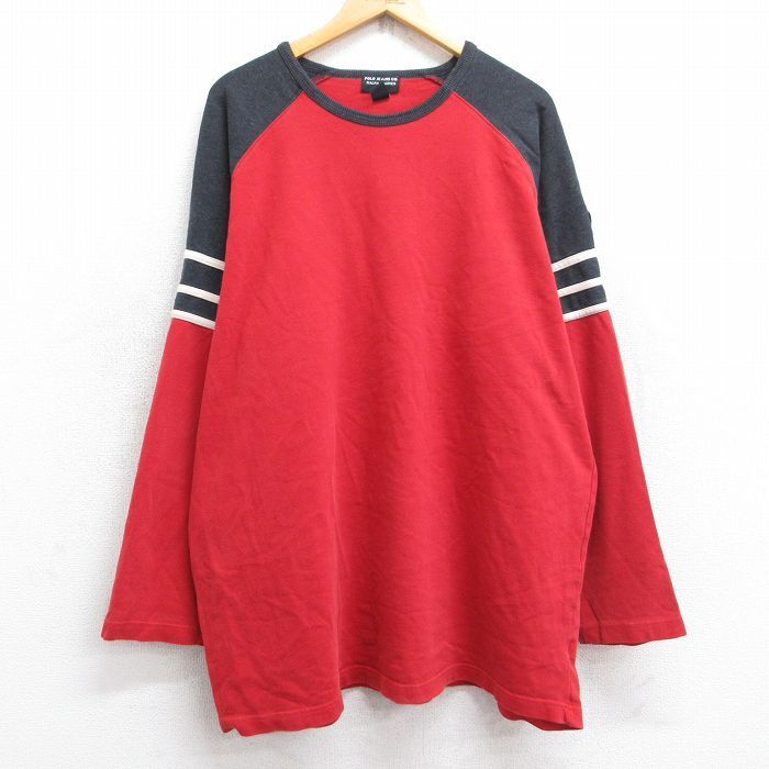 XL/古着 ラルフローレン ポロジーンズ 長袖 ビンテージ ブランド Tシャツ メンズ 00s ラグラン ツートンカラー 大きいサイズ ロング丈 コ拍卖