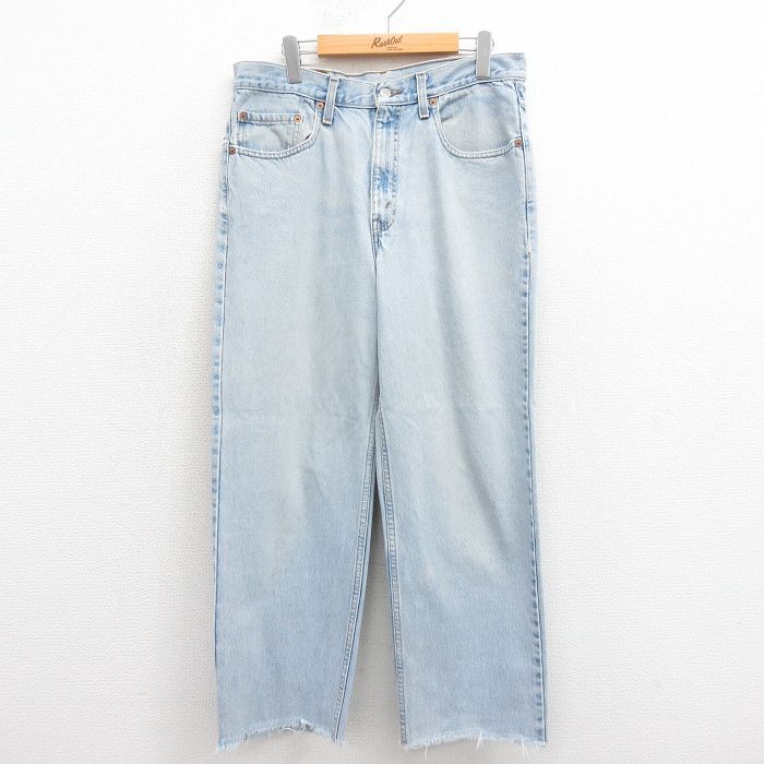 W34/古着 ジーンズ Levis リーバイス 550 メンズ 00s テーパード 薄紺 ネイビー デニム 25sep30 中古 ボトムス ジーパン Gパン ロング パン拍卖