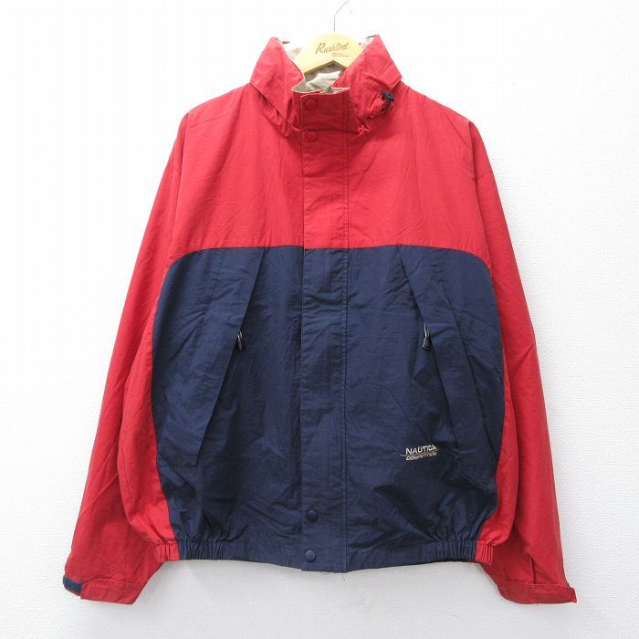 XL/古着 ノーティカ 長袖 ブランド ジャケット メンズ コンペティション ツートンカラー 大きいサイズ 赤 レッド 内側メッシュ 25oct02 中拍卖