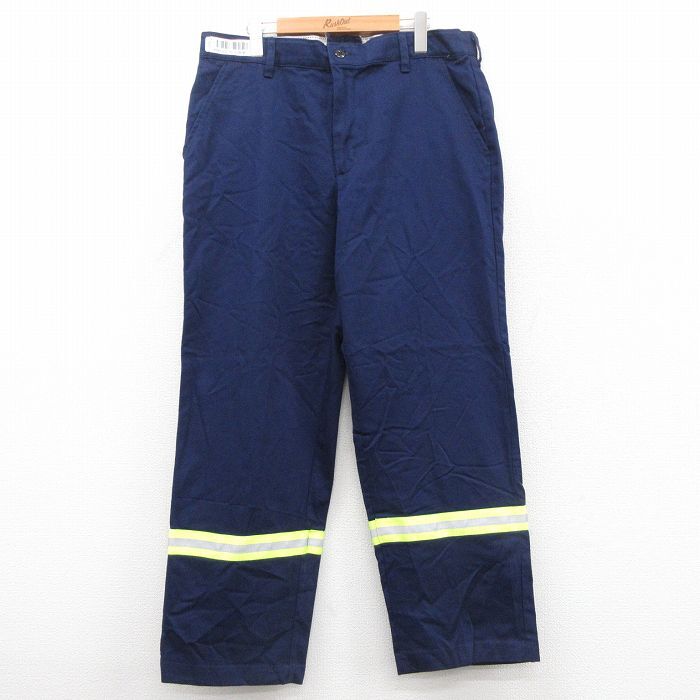 W36/古着 レッドキャップ ワーク パンツ メンズ リフレクター コットン 紺 ネイビー 25sep30 中古 ボトムス ロング拍卖
