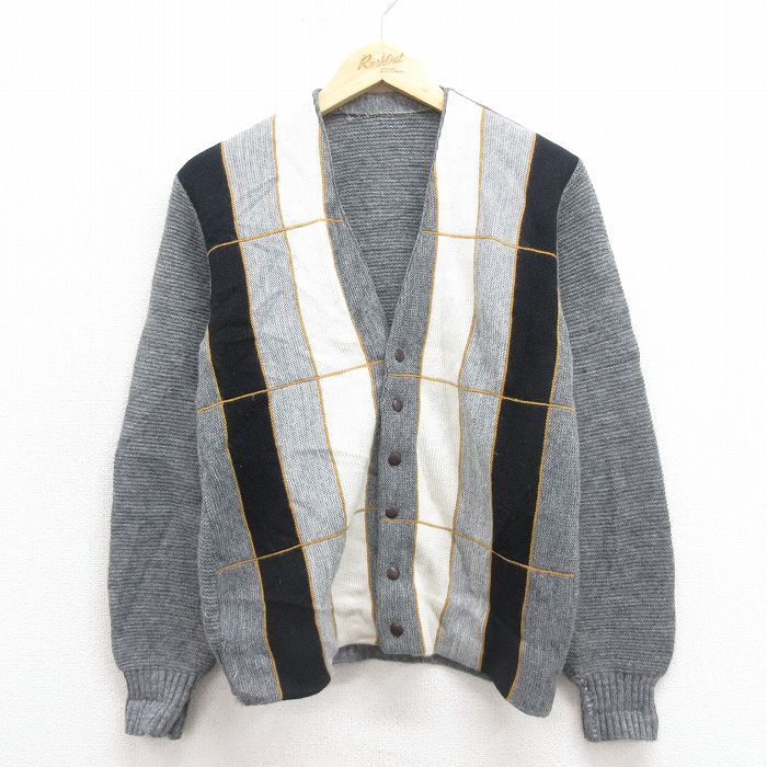 S/古着 長袖 ニット カーディガン メンズ グレー 25sep30 中古 トップス拍卖