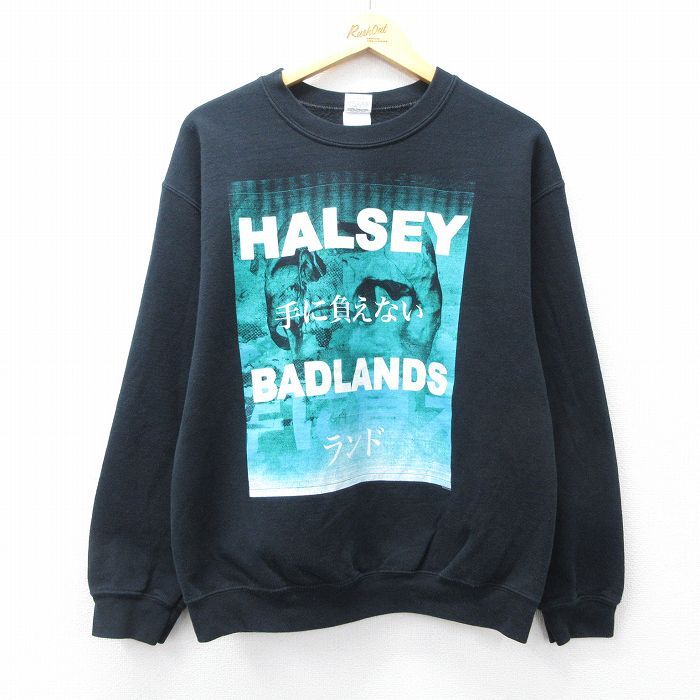 M/古着 長袖 ロック バンド スウェット メンズ ホールジー クルーネック 黒 ブラック 25sep26 中古 スエット トレーナー トップス拍卖