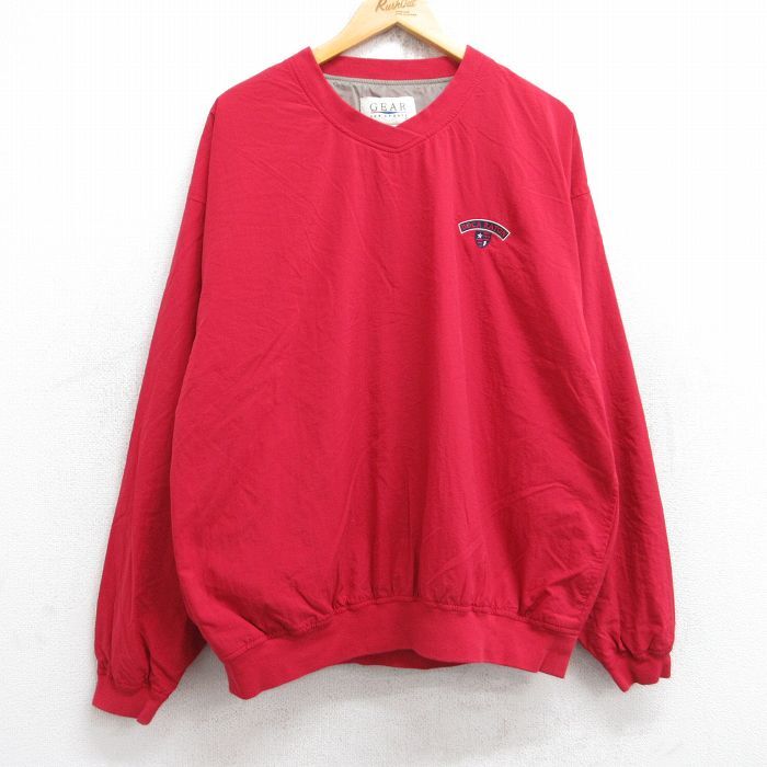 XL/古着 長袖 ナイロン ジャケット メンズ 00s ボカラトン Vネック 赤 レッド 25sep30 中古 アウター ウインドブレーカー拍卖