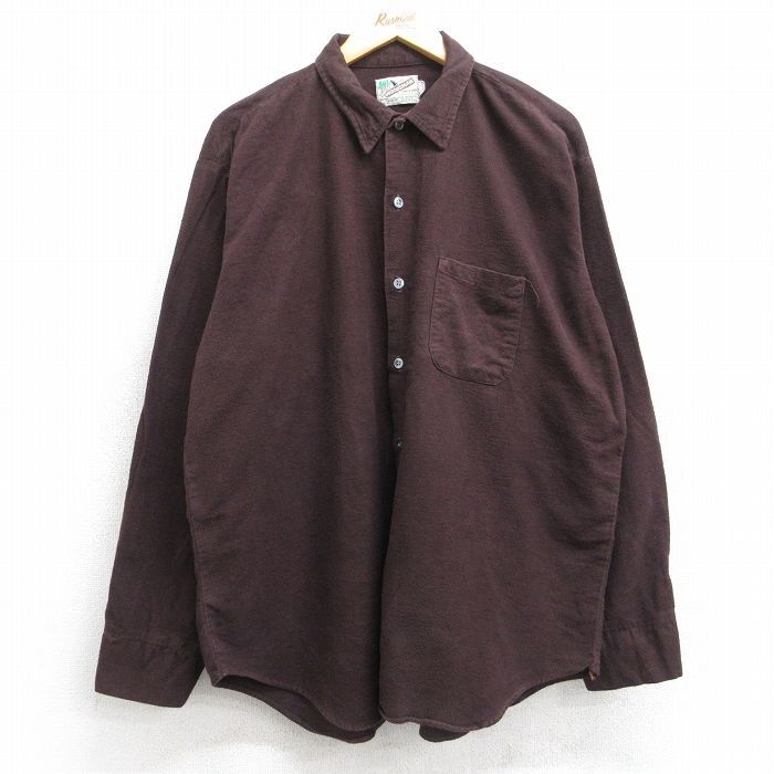 XL/古着 長袖 フランネル シャツ メンズ 80s コットン 茶 ブラウン 25oct03 中古 トップス拍卖