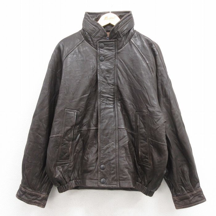 XL/古着 ノーティカ 長袖 ブランド レザー ジャケット メンズ 90s 大きいサイズ ラグラン こげ茶 ブラウン 25oct04 中古 アウター 革ジャン拍卖