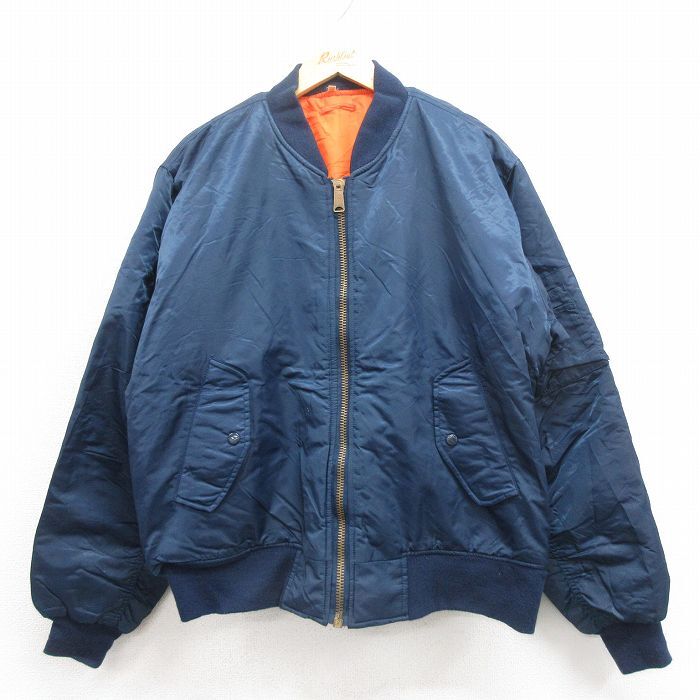 XL/古着 ロスコ 長袖 ミリタリー ジャケット メンズ MA-1 USAF 紺 ネイビー 25oct04 中古 アウター フライト拍卖