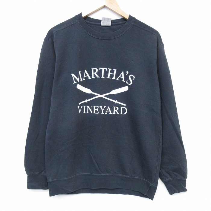 M/古着 長袖 スウェット メンズ VINEYARD クルーネック 黒 ブラック 25oct06 中古 スエット トレーナー トップス拍卖