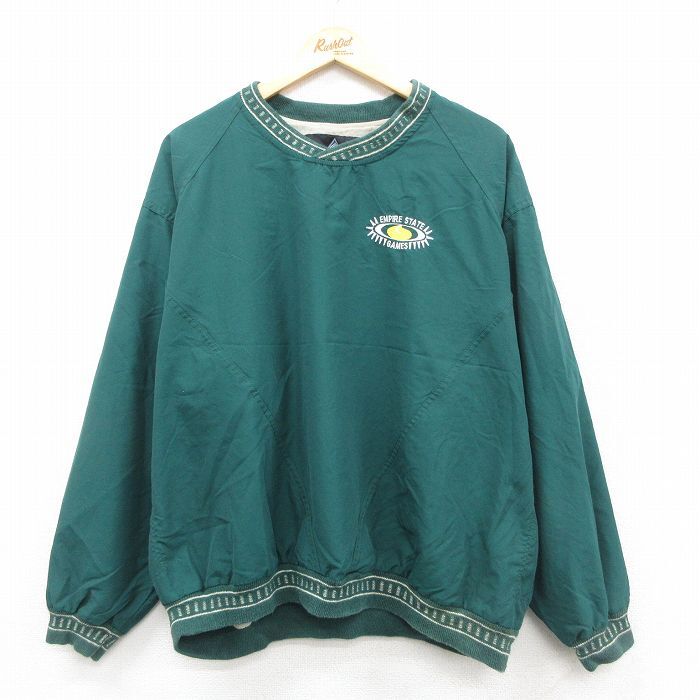 XL/古着 長袖 ジャケット メンズ 90s EMPIRE STATE 大きいサイズ クルーネック 緑 グリーン 25oct09 中古 アウター ウインドブレーカー拍卖