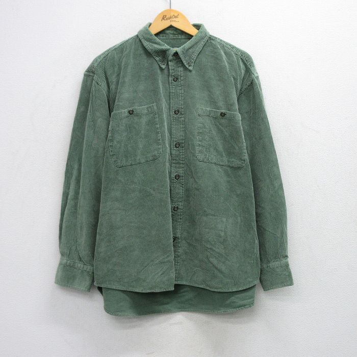 XL/古着 カベラス 長袖 シャツ メンズ 00s コーデュロイ 大きいサイズ コットン ボタンダウン 緑系 グリーン spe 25oct08 中古 トップス拍卖