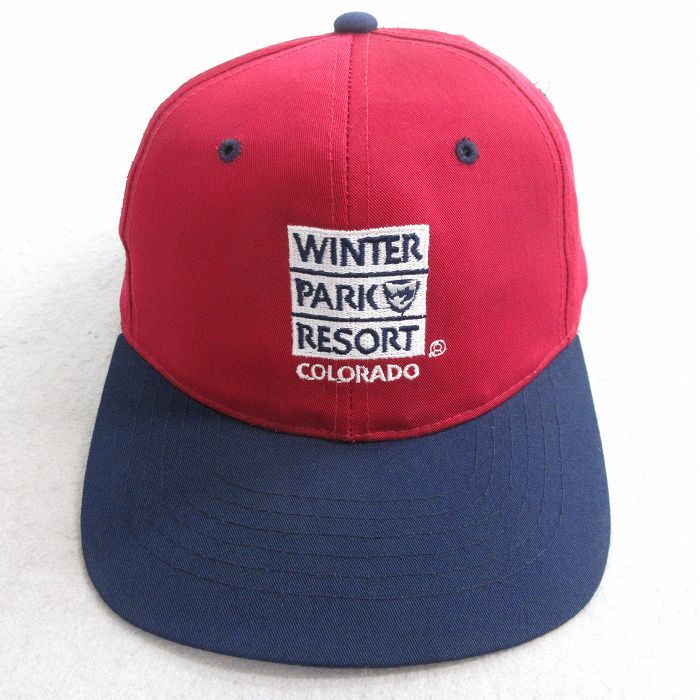 中古 キャップ 90s WINTER PARK 刺繍 ツートンカラー エンジ他 25oct04拍卖