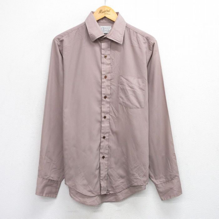 L/古着 アロー 長袖 シャツ メンズ 80s ベージュ系 カーキ 25oct03 中古 トップス拍卖