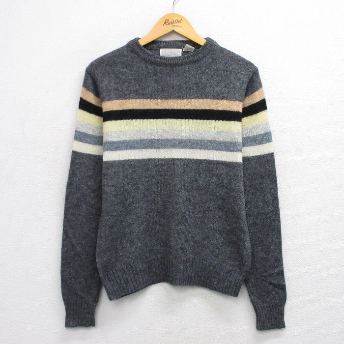 S/古着 長袖 セーター メンズ 90s ウール クルーネック グレー他 25oct07 中古 ニット トップス拍卖