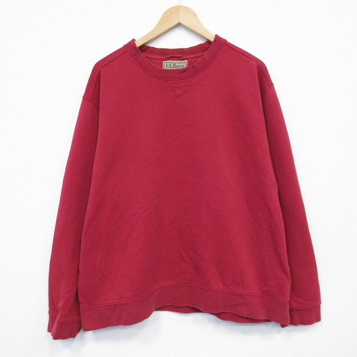 XL/古着 エルエルビーン LLBEAN 長袖 スウェット メンズ 00s 無地 大きいサイズ クルーネック 赤 レッド 25oct11 中古 スエット トレーナー拍卖
