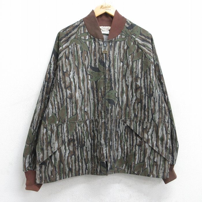 XL/古着 ウォールズ Walls 長袖 ハンティング ジャケット メンズ 80s リアルツリー ラグラン 大きいサイズ グレー他 迷彩 25oct15 中古 ア拍卖