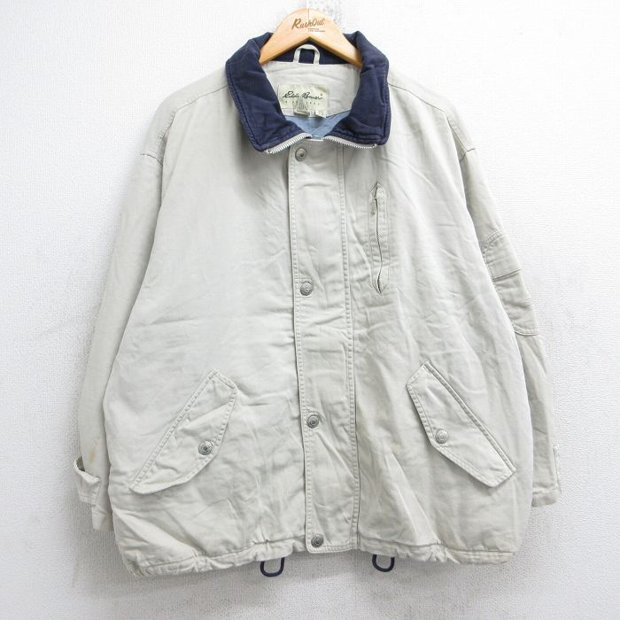 XL/古着 エディーバウアー 長袖 ジャケット メンズ 00s 大きいサイズ コットン ベージュ カーキ 25oct14 中古 アウター ジャンパー ブルゾ拍卖