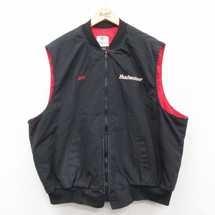 XL/古着 ベスト メンズ 90s バドワイザー ダック地 シンサレート 大きいサイズ 黒 ブラック spe 25oct10 中古 アウター拍卖