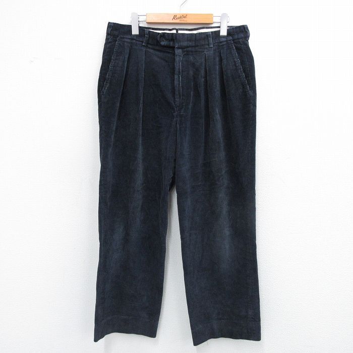 W34/古着 エルエルビーン LLBEAN コーデュロイ パンツ メンズ 80s 太畝 紺 ネイビー 25oct15 中古 ボトムス ロング拍卖