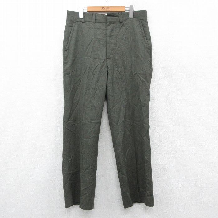 W34/古着 エルエルビーン LLBEAN スラックス パンツ メンズ 80s ウール タロン 濃緑 グリーン spe 25oct16 中古 ボトムス ロング拍卖