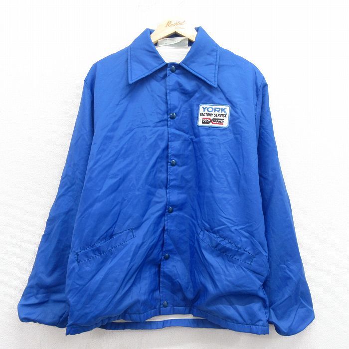 L/古着 ホロウェイ 長袖 ナイロン ジャケット メンズ 80s YORK 青 ブルー 25oct16 中古 アウター ウインドブレーカー拍卖
