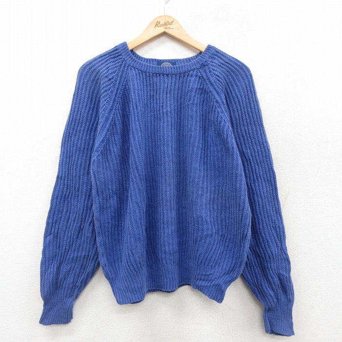 L/古着 ギャップ GAP 長袖 セーター メンズ 90s ラグラン クルーネック 紺 ネイビー 25oct14 中古 ニット トップス拍卖