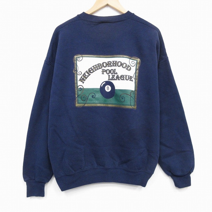 XL/古着 ジャージーズ 長袖 スウェット メンズ 00s エイトボール クルーネック 紺 ネイビー 25oct10 中古 スエット トレーナー トップス拍卖