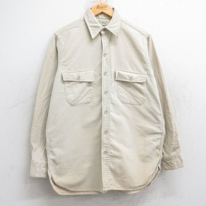 L/古着 エルエルビーン LLBEAN 長袖 ヘビー フランネル シャツ メンズ 80s コットン 薄ベージュ カーキ 25sep26 中古 トップス拍卖