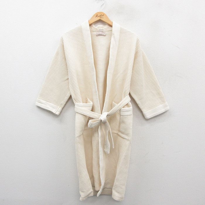 M/古着 ロクシタン 7分袖 サーマル ガウン メンズ ロング丈 コットン 生成り 25oct20 中古 アウター拍卖