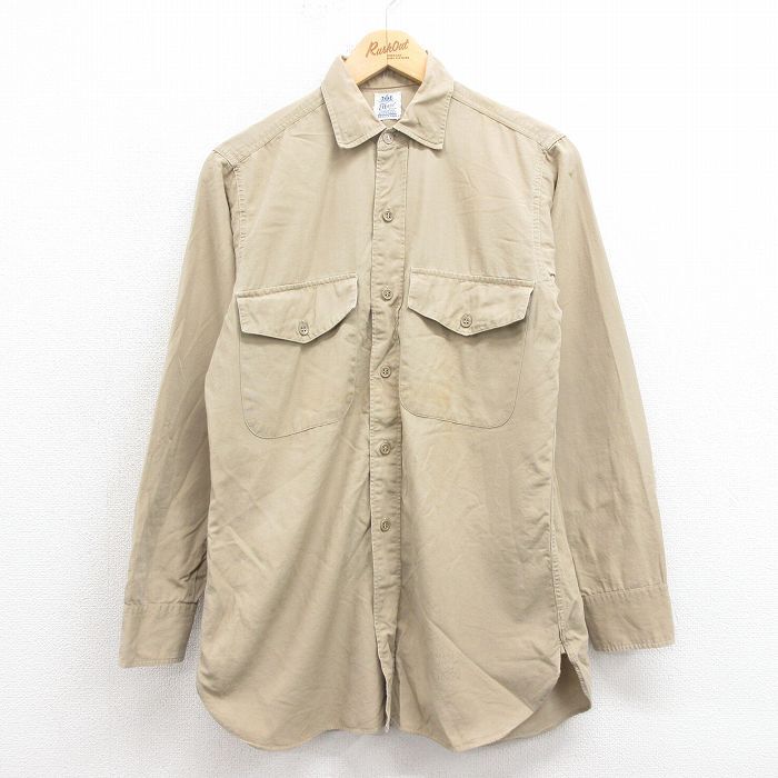 M/古着 長袖 ビンテージ ワーク シャツ メンズ 60s マチ付き ベージュ カーキ 25oct22 中古 トップス拍卖