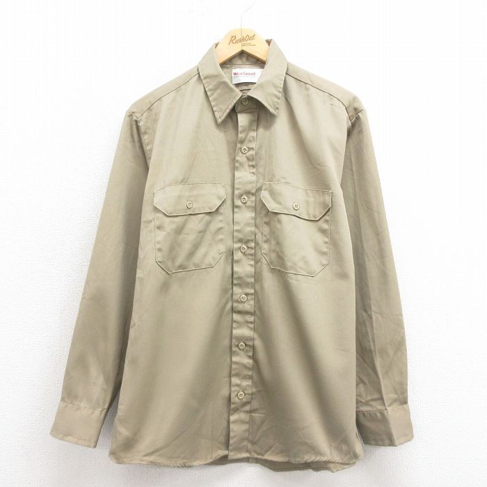 L/古着 Wear Guard 長袖 ワーク シャツ メンズ 90s ベージュ カーキ 25oct23 中古 トップス拍卖