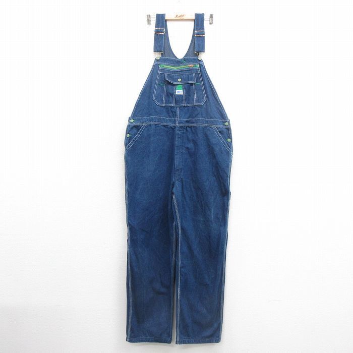 W45/古着 リバティ オーバーオール メンズ 大きいサイズ コットン 紺 ネイビー デニム 25oct22 中古 ボトムス拍卖