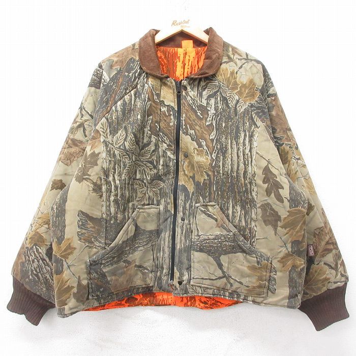 XL/古着 ウォールズ 長袖 ハンティング ジャケット メンズ 90s リアルツリー リバーシブル ラグラン 襟コーデュロイ 大きいサイズ グレー系拍卖