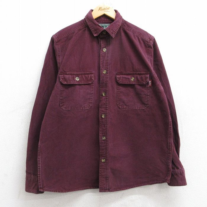L/古着 ウールリッチ 長袖 ヘビー フランネル シャツ メンズ コットン エンジ 25oct18 中古 トップス拍卖