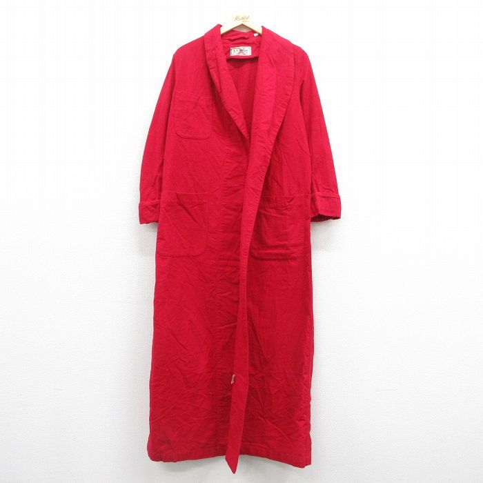 XL/古着 エルエルビーン LLBEAN 長袖 ガウン メンズ 80s ロング丈 コットン 赤 レッド 25oct25 中古 アウター拍卖
