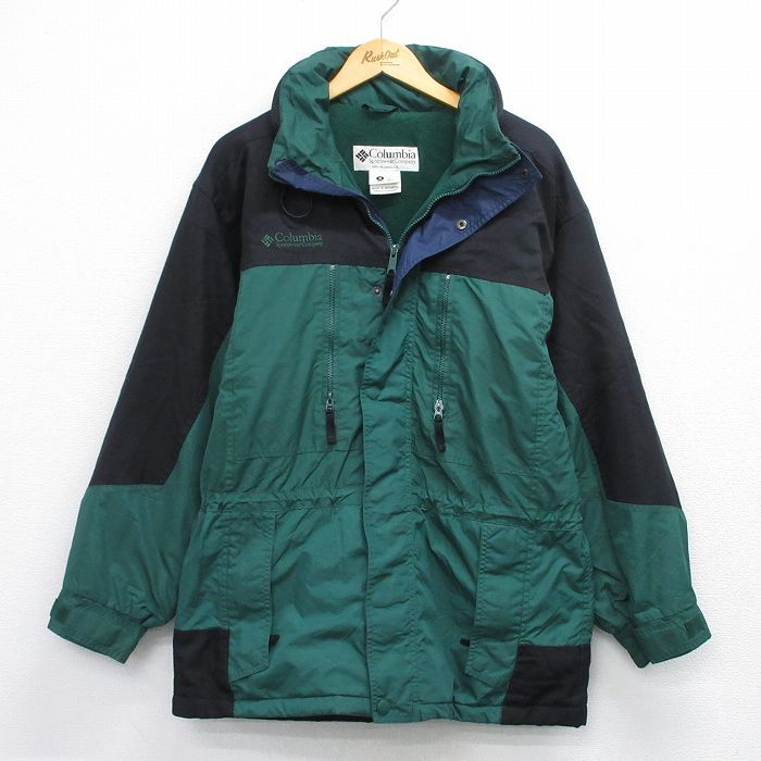 L/古着 コロンビア 長袖 ナイロン マウンテン ジャケット メンズ 00s ワンポイントロゴ 緑他 グリーン 内側フリース spe 25oct24 中古 アウ拍卖