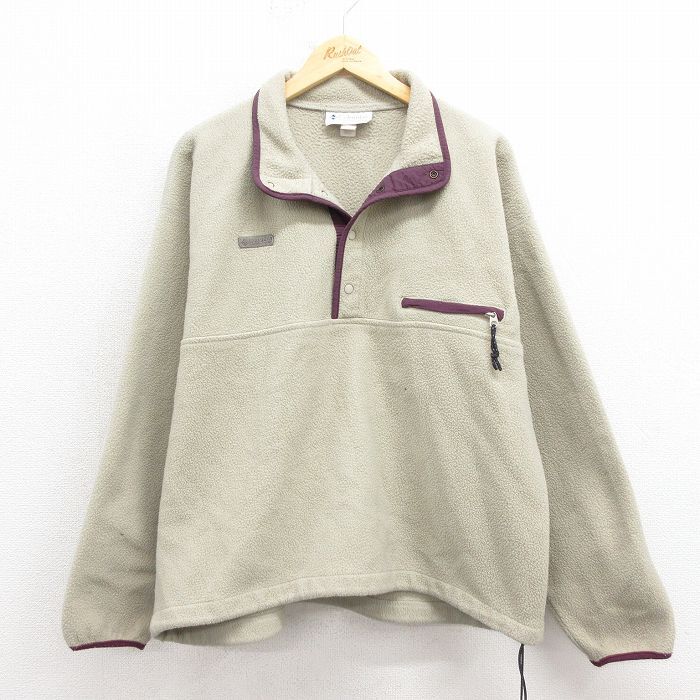 L/古着 コロンビア 長袖 フリース ジャケット メンズ 90s スナップT 薄ベージュ カーキ 25oct28 中古 アウター拍卖
