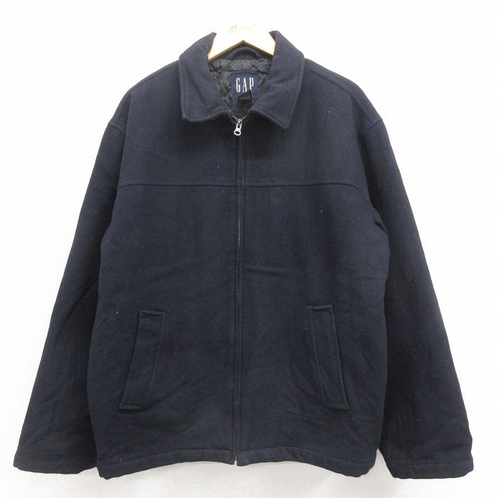 XL/古着 ギャップ GAP 長袖 ウール ジャケット メンズ 00s 紺 ネイビー 内側キルティング 25oct29 中古 アウター拍卖