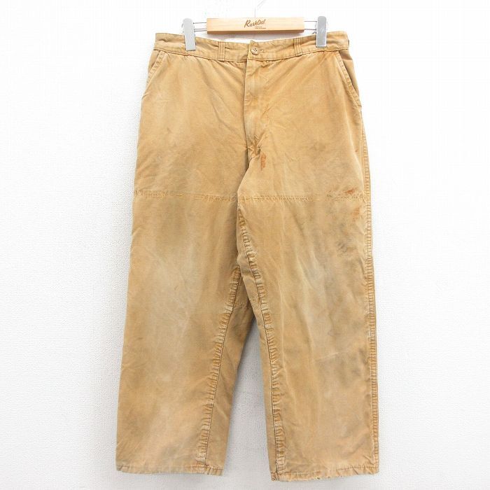W32/古着 SAFTBAK ビンテージ ハンティング パンツ メンズ 60s ?各自 コの字留め 茶 ブラウン 25oct30 中古 ボトムス ロング拍卖