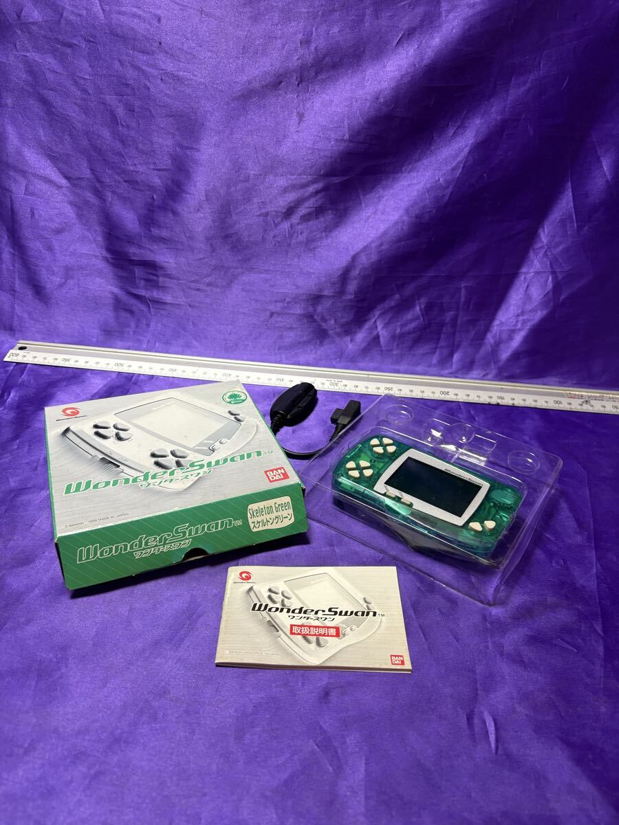 WS ワンダースワン スワンクリスタル 本体 SCT-001 スケルトングリーンワンダースワン専用 イヤホン ヘッドホン アダプター付き拍卖