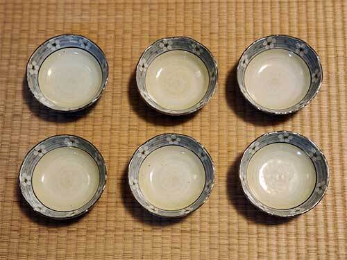 小皿 和心 桜模様 6皿 6枚 直径 約13cm 皿 和食器 昭和 レア レトロ 未使用拍卖