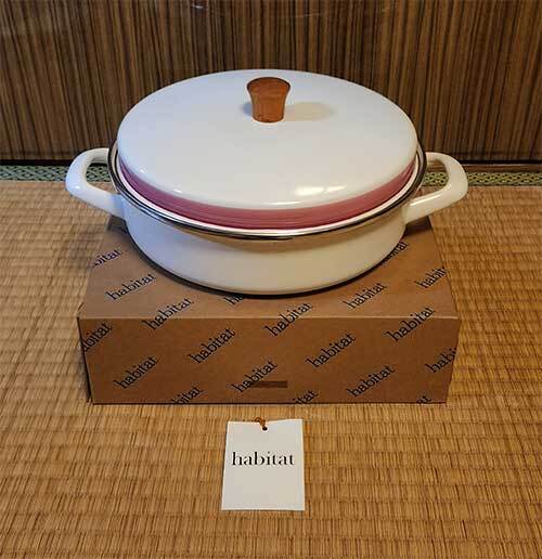 両手鍋 ホーロー ハビット クリスチーナ 直径 24cm 江尻ホーロー キャセロール鍋 浅型両手鍋 元箱付 昭和 レトロ 未使用拍卖