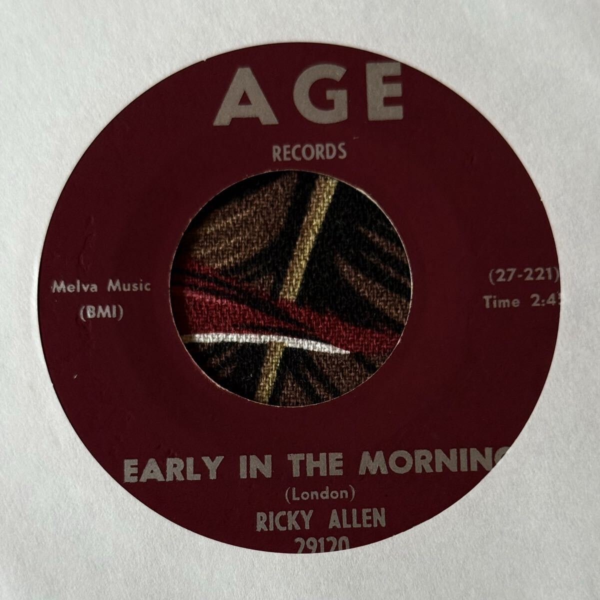 Ricky Allen 1963 US Original 7inch Early In The Morning .. Age Records 29120拍卖